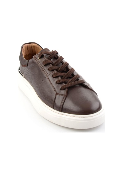 Kahve Hakiki Deri Erkek Sneaker E01595327543 Kahve
