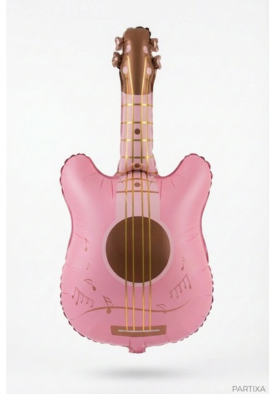 Retro Mat Pembe Gitar Folyo Balon 46x89 Cm Müzik Temalı Doğum Günü Parti Süsü Çok Renkli