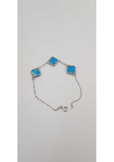 Vog 3 Lü Turkuaz Mavi Taşlı Ufak Boy Beyaz Renk Bileklik