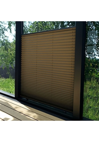 Perdema Kancalı/vidalı Blackout Plise Karartma Cam Balkon Perdesi - Ofis Perdesi - Mutfak Perdesi - Salon Kahverengi V03
