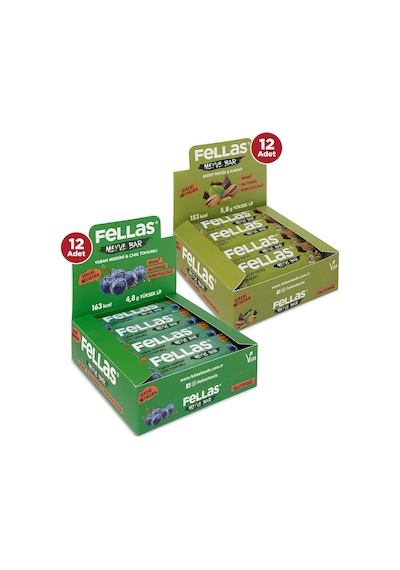 Fellas Meyve Bar 40 G Süper Ikili Kutu 24 Adet - Antep Fıstıklı X 12 Adet + Yaban Mersini X 12 Adet