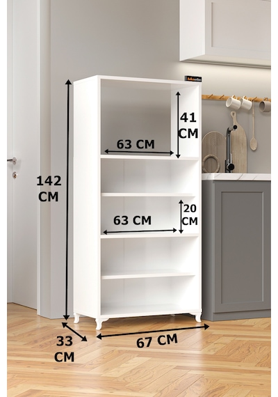 Ae-2065 Nergis Beyaz Çok Amaçlı Mutfak Dolabı&banyo Dolabı, 4 Kap