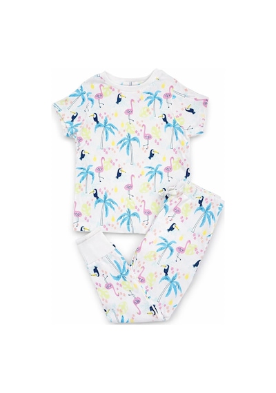 Flamingo Desenli Kısa Kol Kız Çocuk Pijama Takım Pembe