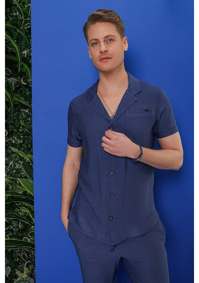 Efor G 1549 Slim Fit İndigo Klasik Gömlek Indigo
