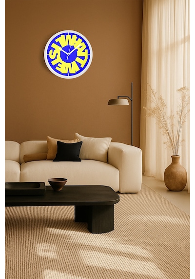 Modern Yazılı Tasarım - What Time Is It Duvar Saati - 30cm - Önü Camlı Beyaz Kasa Beyaz