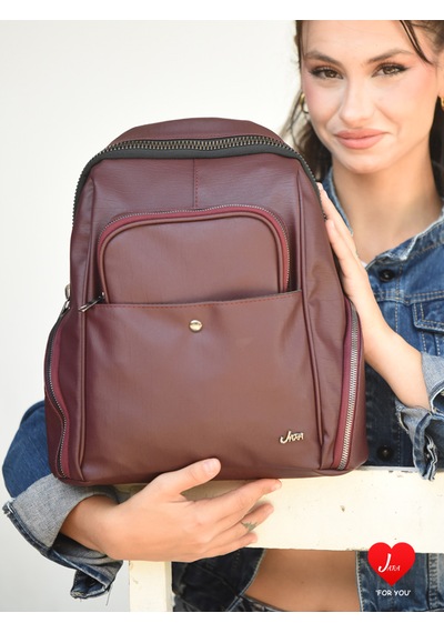 Jara Bag Freya Kadın Sırt Çantası Şık, Yumuşak Dokulu Ve 5 Bölmeli Bordo