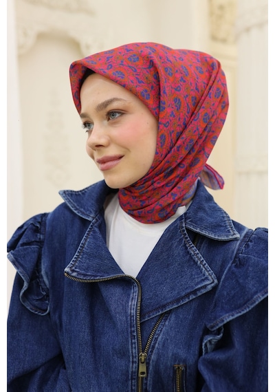 Silk Home Soft Eşarp 73077-10 Mor, Mercan, Parlak Turuncu