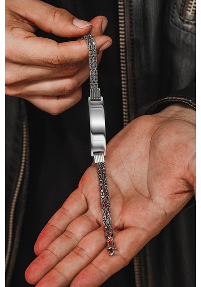 Erkek Gümüş Bileklik - İsim Yazılan 2.8 Mm Çift Kral Zincir Erkek Bileklik