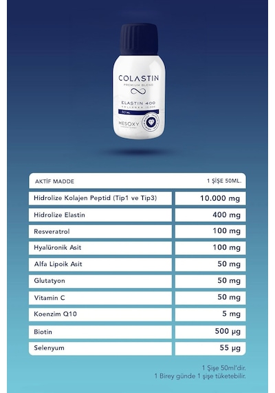 Colastin 10 Bin Mg Kolajen & 400 Mg Elastin 50 Ml X 15 Shot