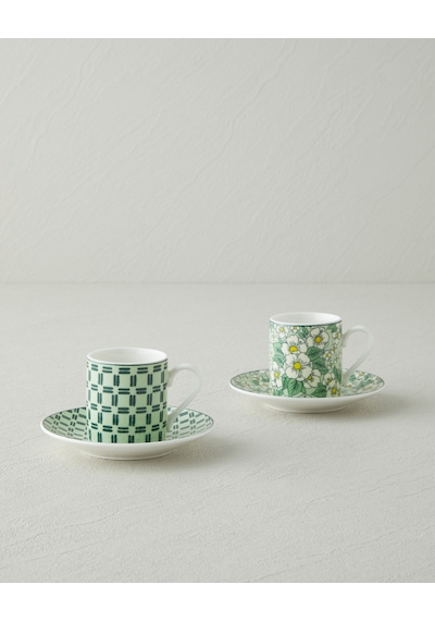 English Home Isola New Bone China 4 Parça 2 Kişilik Kahve Fincan Takımı 80 Ml Yeşil