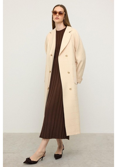 Olcay Torba Cepli Kendinden Desenli Oversize Limited Edition Kaban Krem 3140