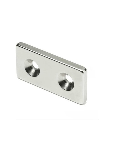 Neodyum Mıknatıs 40X20X10\5X5 Köşeli Havşa Delikli , Adet Seçmeli 1 Adet