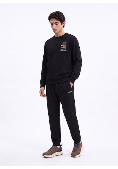 Discovery Expedition D6wm-swt3791 Siyah Erkek Bisiklet Yaka Rahat Kalıp Cepsiz Sweatshirt