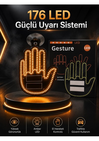 Led Işık El İşareti Araç Camı İçin Uzaktan Kumandalı Açık Mavi 99103259