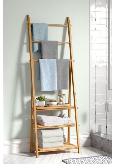 Digithome Bambu 3 Raflı Havlu Askısı Banyo Düzenleyici Havluluk Organizer Db-0006 Kahverengi