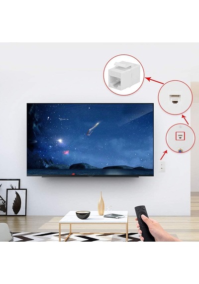 Cat. 6 Rj45 Dişi - Dişi Keystone Ara - Beyaz
