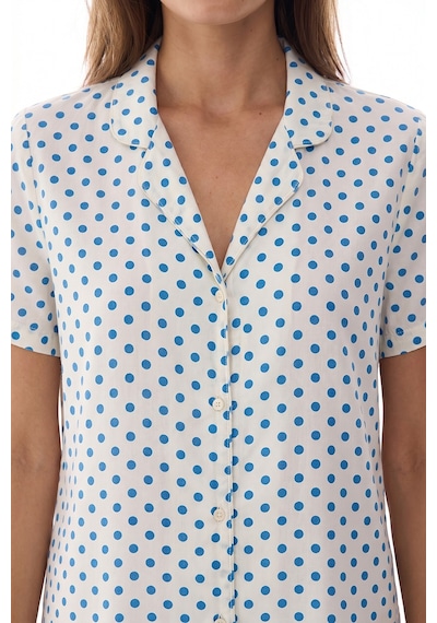 Penti Ekru Blue Dots Gömlek Şort Pijama Takımı Ecru
