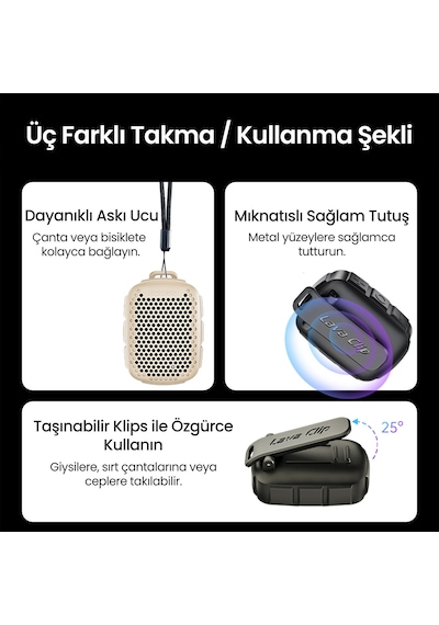 Nowgo Lava Clip 5w Klipsli Su Geçirmez Taşınabilir Mini Bluetooth Hoparlör Bej