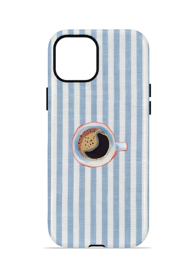 Apple iPhone Uyumlu 13 Vorian Çift Katmanlı Kılıf Morning Coffee Stripe