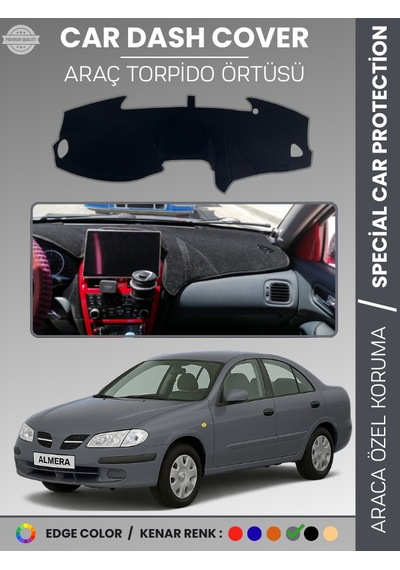 Nissan Almera Ekranlı 2000-2006 Torpido Örtüsü Premium Torpido Koruma Araca Özel Uv Koruma - 289 Stiloto