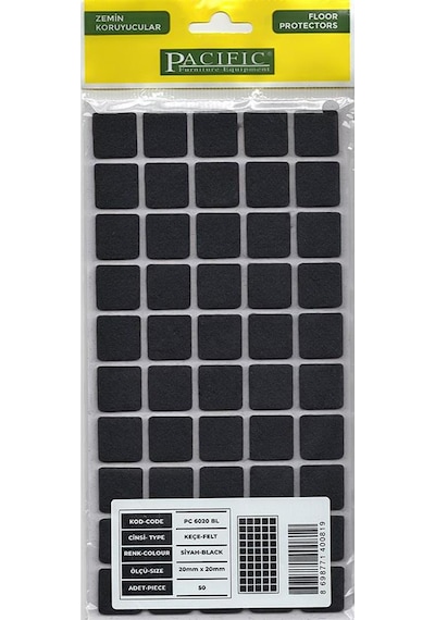 Pacific 6020 BL Yapışkanlı Keçe  20 mm X 20 mm Siyah