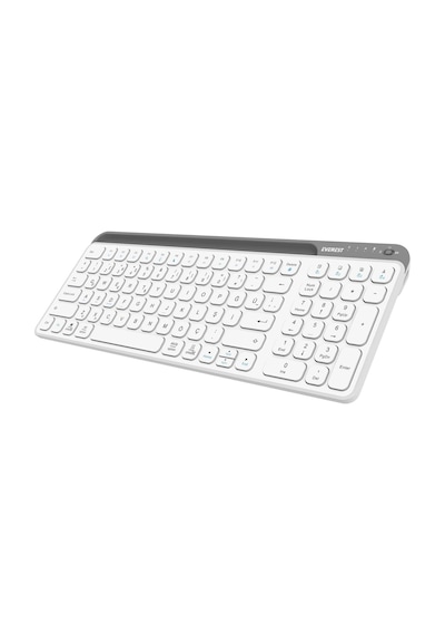 Kb-bt90 Beyaz/gri Bluetooth+ 2.4ghz Telefon Tablet Standlı Şarjlı Q Mac/win/android/ıos Uyumlu Kablosuz Klavye