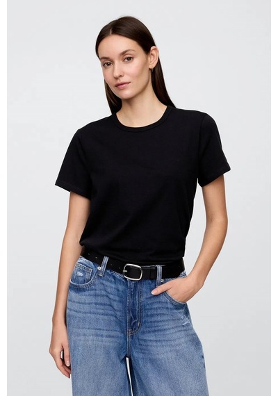 Gap V-ss Fav Crew Solid Kadın Tişört SIYAH