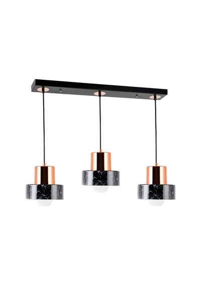Tt017-3S-Msy Tt Aydınlatma Mermer Desen 3 Lü Sıralı Siyah Avize