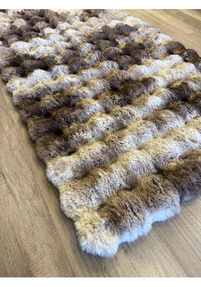 Hoom Rugs Rabbit 420 Multi Kahve Çift Renkli Peluş Halı Çok Renkli