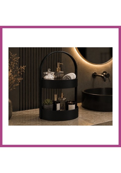 Gees Global 3d Baskı İki Katlı Banyo Düzenleyici - Taşınabilir Organizer Ve Saklama Standı-siyah Gbzs