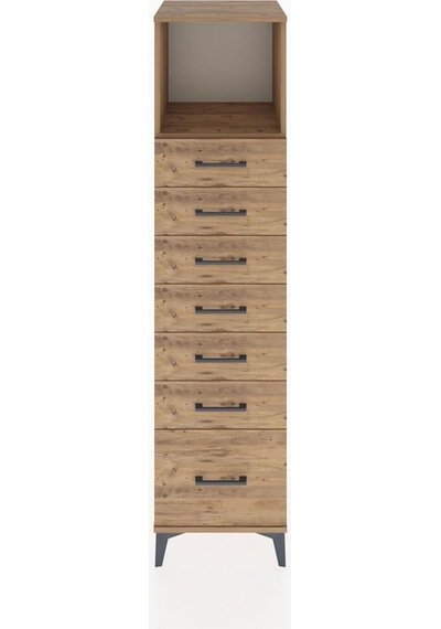 Hyperion Dolap Tek Raflı 7 Çekmeceli 44x44x182 Çam-çam Çam