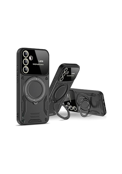Galaxy S25 Uyumlu 360 Rotatable Manyetik Standlı Şeffaf Telefon Kılıfı Diğer