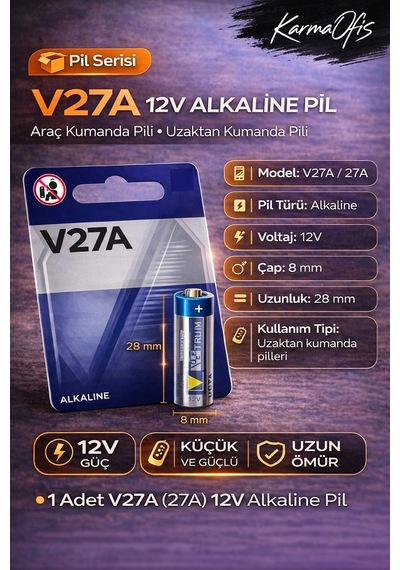 V27a 12v Alkaline Pil Araç Kumanda Pili, Uzaktan Kumanda Pili 27a A27 Pil
