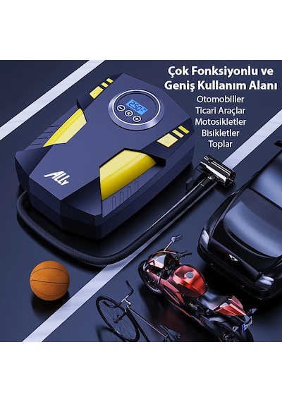 Ally St-5002 Dijital Basınç Göstergeli Oto Lastik Şişirme Pompası Hava Kompresörü- 5775