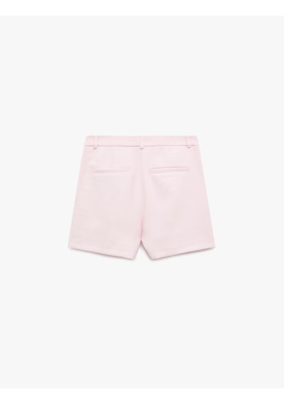 Koton Viskon Kumaş Pile Detaylı Cepli Mini Şort Pembe 5sak40412pw Gül