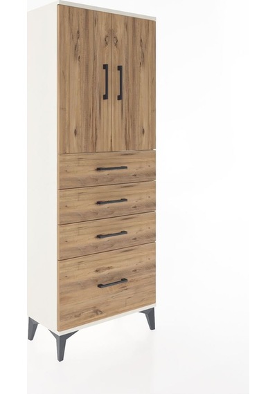 Arges Dolap 2 Raflı 4 Çekmeceli 2 Kapaklı 60x30x163 Aytaşı-çam Aytaşı