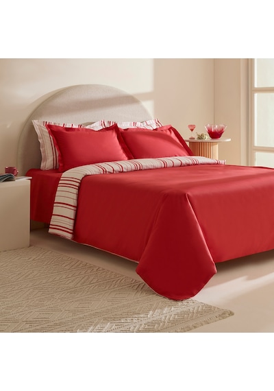 Karaca Home Cool Stripe Çift Kişilik Nevresim Takımı Kırmızı Kırmızı
