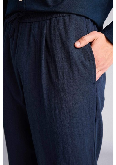 Defacto Relax Fıt Kısa Paça Keten Görünümlü Pantolon E4790ax26smnv146 Lacivert-nv146