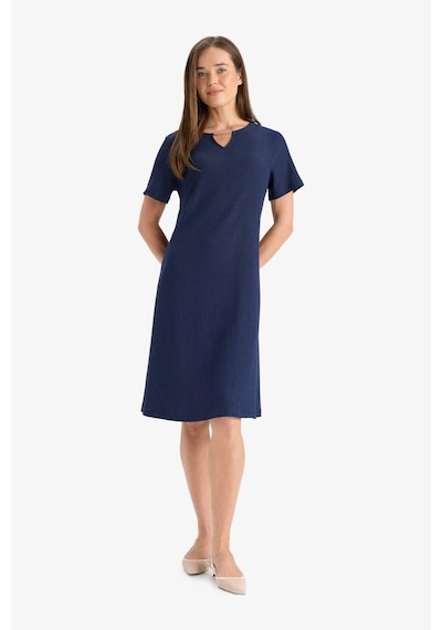 Defacto Regular Fit Apaş Yaka Basic Düz Bürümcük Kısa Kollu Midi Elbise D3834ax25smnv135 Lacivert Defacto Regular Fit Apaş Yaka Basic Düz Bürümcük Kısa Kollu Midi Elbise D3834ax25smnv135 Lacivert