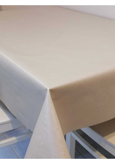 Elyaflı Pvc Muşamba - Desenli Silinebilir Masa Örtüsü 140x160cm Krem