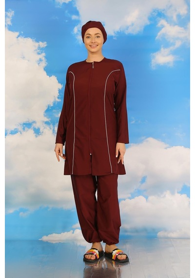 Akbeniz Kadın Tam Tesettür Bordo Mayo 31060-bordo Bordo