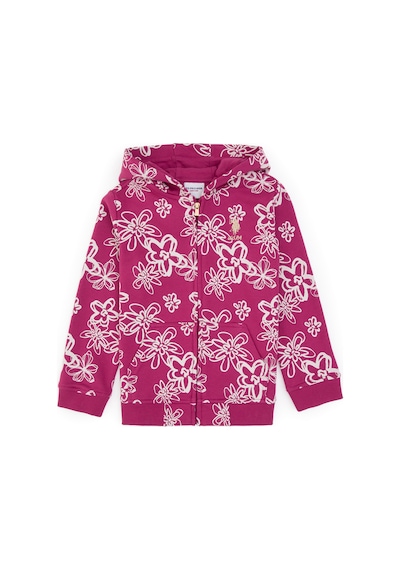 U.S. Polo Assn. Kız Çocuk Pembe Kapüşonlu Fermuarlı Çiçekli Sweatshirt 50317959-VR041