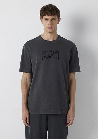 Mavi M0613564-70087 Mavi Logo Baskılı T-shirt Erkek Tişort Füme