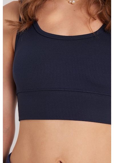 Tudors Kadın Slim Fit Dar Kesim Bisiklet Yaka Kalın Askılı Esnek Lacivert Spor Atlet-37806 Lacivert
