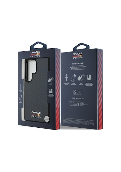 Galaxy S25 Ultra Kılıf Redbull Lisanslı Magsafe Uyumlu Karbon Fiber Parlayan Logolu Kapak Siyah