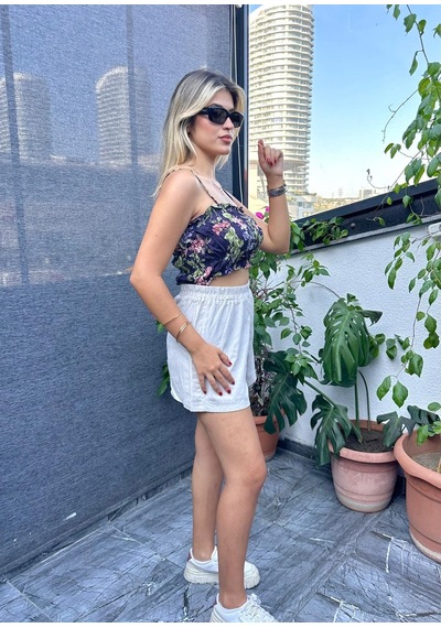 Desenli Crop Top ,kadın Bluz , Büstiyer , Pamuklu Crop Bluz Lacivert