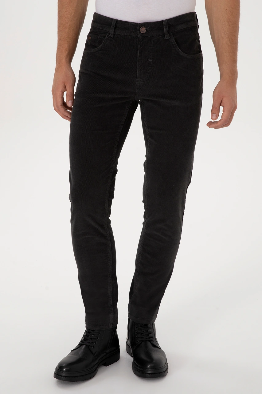 U.S. Polo Assn. Erkek Gri Slim Fit Kanvas / Chino Pantolon 50310150-VR024