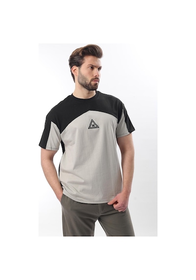 Madmext Siyah Overfit Garnili Erkek T-shirt E7104 Siyah
