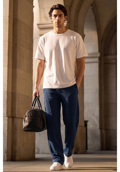 Tommylife Parlament Yüzeyi Dokulu Standart Fit Palazzo Erkek Pantolon - 82171 Parlament