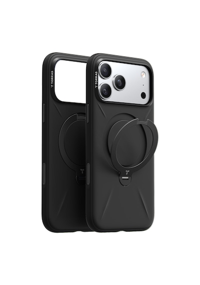 Torras Apple iPhone 17 Pro / 18 Pro Uyumlu O Stand Spin Silicone Serisi Magsafe Kılıf Siyah